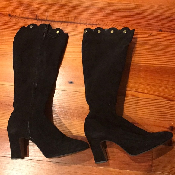 Vintage Faux Suede zip up Go-Go Boots 60s 70s - Picture 2 of 8